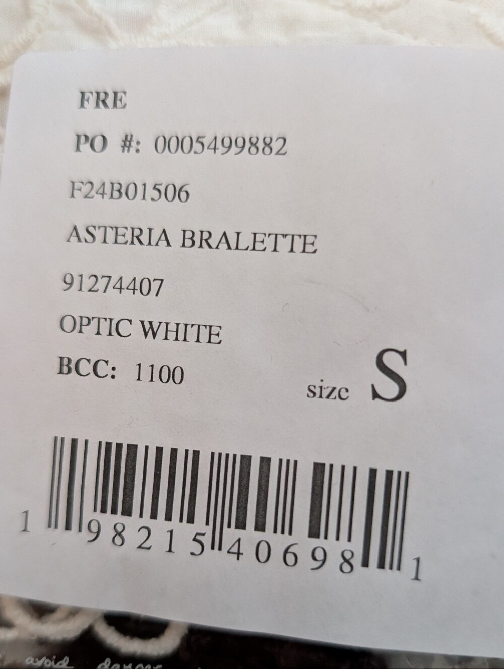 Free People Asteria Bralette * Optic White * Small * New In Bag - Picture 2 of 2